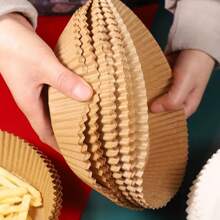 50pcs Air Fryer Baking Pan Disposable Paper Parchment Wood Pulp Steamer Baking Papers For Airfryer