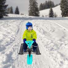 Snow Racer Sled, Ski Sled Slider Board, Snow Sled For Kids,  Ski Sled Slider Board With Steering Wheel, Twin Brakes, Retractable Pull Rope, For Kids Age 6 & Up, Holds Two Children Or A Teenager - Green - View 5