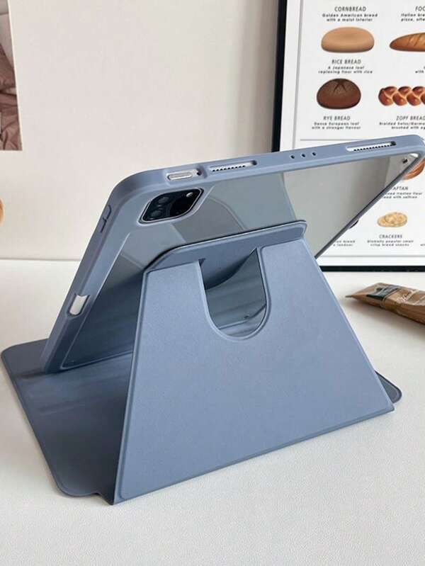 Custodia per iPad con rotazione a 360 gradi, resistente agli urti, ad alta resistenza agli urti e ai graffi, con funzione di sonno e risveglio, compatibile con supporto per matita integrato e angolo di visualizzazione flessibile, colore grigio chiaro viola