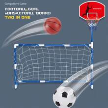 2-In-1 Kids Basketball Hoop & Football Goal Toys, Indoor & Outdoor Sports Interactive Parent-Child Activities