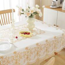 Rectangular&Circular Tablecloths With Hot Stamping Pattern Design, Oil Resistant, Easter Decoration, Party Tablecloths, Kitchen Accessories, Room&Outdoor Decoration, Perfect Gifts For Friends' Housewarming And Holidays - 金色方形桌布137厘米*180厘米 - 查看 3
