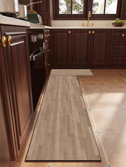 1 pièce Tapis matelassé antifatigue avec motif de feuille d'érable jaune sur fond brun texturé, design minimaliste moderne. Épaisseur de 3 mm, super doux, absorbant et léger en polyester avec dos en caoutchouc. Durable et confortable, convient pour la cuisine, la salle de bain, l'entrée, la buanderie