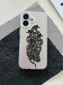 1 件时尚四头蛇白色保护手机壳适用于 Apple 16/15/14/13/12/11/XSMAX/X/XS/XR/7PLUS/8PLUS/7/8