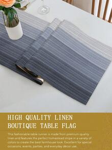1pc Minimalist Striped Gradient Style Table Runner, Modern Living Room Dining Tablecloth Mat, Dry Cleanable, Washable, Suitable For Kitchen Dining Table Party Wedding Decoration Vintage Style, Suitable For Entryway, Family Gathering, Coffee Table, Living Room, Microwave Dust Cover - Blue - View 9
