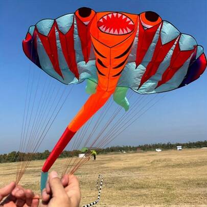 Local Shipping- Easy To Fly And Tear Resistant, Giant Kite, Suitable For Outdoor Entertainment, Holiday Gifts 41 Foot Long Adult Ray Kite, Large Beach Kite With Scroll,