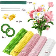 400/525/575pcs Pipe Cleaners Craft Set With Tutorial Video, Perfect For Making Flowers, Cheinlle Srem For Craft Work, Artificial Floral Arrangement, Valentine's, Mother'S Day Gifts - Purple - View 23