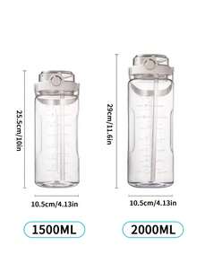 1pc 1500ml/2000ml Large Capacity Water Bottle, Portable Plastic Water Bottle, Suitable For Women, Large Capacity, Attractive Appearance, Shaker Bottle, Time Markings, Glass Juice Bottle, Water Bottle, Suitable For Travel, Outdoor, Camping, Portable Transparent Water Bottle, Summer Straw Cup, Outdoor Sports Fitness Water Bottle, Student Portable Water Bottle, Back To School Water Bottle - Multicolor - View 9