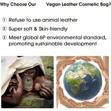 Wandering Nature Akeup Bag Travel Ake Up Organizer Cosetic Brush Bags Case For Woen In Vegan Leather Sage  Patent Pending - SageGreenDa - Xem 3