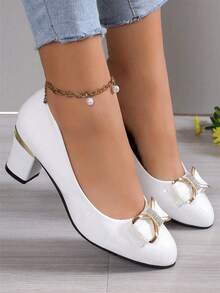 Geeyea Ladies' Elegant Bow High Heels - White - View 1