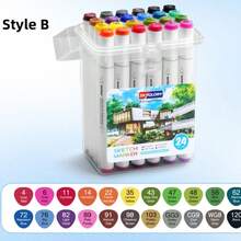 36pcs/24pcs/12pcs Washable Soft Tip Alcohol Based Marker Pens, Children Art Drawing & Design Colored Marker Set,School Supplies,Back To School - Multicolor - View 12
