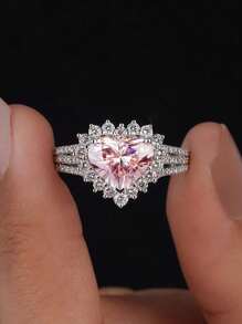 1 peça de anel clássico e lindo de diamante e pedras preciosas de amor, presente de noivado, presente de feriado, joias finas de prata esterlina 925