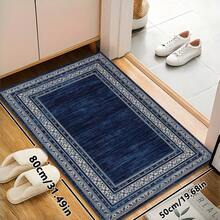 1pc Luxury Modern Navy Blue Floral Border Design Area Rug - Non-Shedding, Easy Clean, 800g Fine Worsted Wool + TPR Washable Bottom, Suitable For Living Room, Bedroom, Kitchen, Bathroom, Soft & Fluffy All Season Large Size Mat, Home Decor - Multicolor - View 11