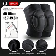 1 Pair - Thick Sponge EVA Knee Pads, Elastic Knitted Knee Brace, For Men& Women, Thick Breathable Sponge Knee Supports, Suitable For Dancing, Volleyball, Yoga, Household, Kneeling Activities, Black, Weight For 45-80kg