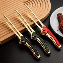 Pinzas de cocina de acero inoxidable, pinzas para servir para cocinar, pinzas de Metal para alimentos con agarre cómodo antideslizante, tonelada de cocina antiadherente, 1. - rojo-dorado - Ver 1
