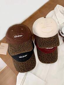 1pc Unisex Fashion Leopard Print & Solid Color Baseball Cap, Casual Wide Brim Deep Crown Large Head Circumference Sun Hat