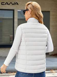 Cavva Women's Lightweight Vests Jacket Water Resistence Soft Sleeveless Warm Jacket Hiking Camping Running Outdoor - 白色 - 查看 3