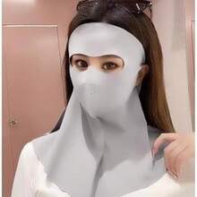 1pc New Ice Silk Full Face UV Protection Mask, Summer Face & Neck Shielding Sun Block Breathable Mask - Multicolor - View 11