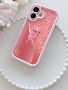 1pc Minimalist Lucky Deer Pattern Matte Anti-Drop Powder Coated Phone Case Compatible With Samsung And Compatible With IPhone 16/15/14/13/12/11/XSMAX/X/XS/XR/7PLUS/8PLUS/7/8/S21/22/23/24/25