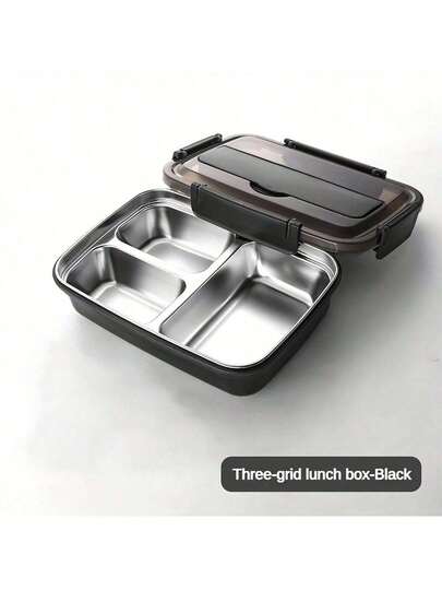 1 件 1200 毫升 3 格/4 格不锈钢便当盒，带餐具套装，大容量防漏分隔式餐盒，适合学生、办公室工作人员、返校