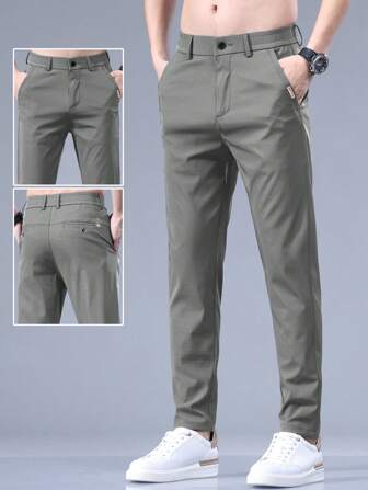 男士字母口袋直筒休闲裤，日常通勤，秋季