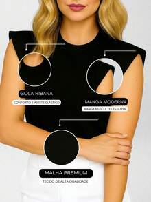 Women's Muscle Tee 100% Cotton Premium Mesh - Black - View 3