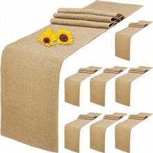 6 Pack Natural Burlap Table Runners,12 X 72 Inch Rustic Jute Table Runner And Placemats Bulk For Western Wedding Table Decorations,Farmhouse Style Party,Holiday,Kitchen Coffee Table Decor Cover - 8 Pack 12x72inch - View 1