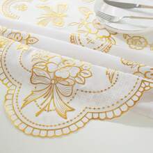 Rectangular&Circular Tablecloths With Hot Stamping Pattern Design, Oil Resistant, Easter Decoration, Party Tablecloths, Kitchen Accessories, Room&Outdoor Decoration, Perfect Gifts For Friends' Housewarming And Holidays - 金色方形桌布137厘米*180厘米 - 查看 4