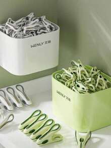 (سلة تخزين + مشبك طاووس لا يترك آثار) مشبك لتجفيف الملابس، مشبك تجفيف الملابس بدون آثار، مشبك ثابت قوي لتجفيف الجوارب، سلة تخزين لاستخدام المنزلي، مقاوم للرياح ومانع للانزلاق، أدوات منزلية