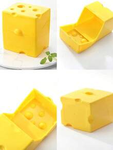 1 pieza Caja de almacenamiento de queso, Caja de embalaje de queso, Recipiente de almacenamiento para refrigerador, Caja de conservación cuadrada - Amarillo - Ver 4