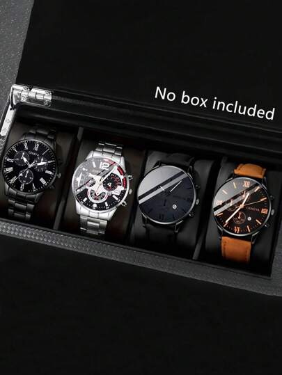 4/2pcs Luxury High-End Men's Quartz Watch, Zinc Alloy Strap And Leather Strap, Perfect Gift For School, Graduation Ceremony Or Any Occasion, Perfect For Brothers To Wear, Ideal Gift For Men - Suitable For Various Occasions To Wear