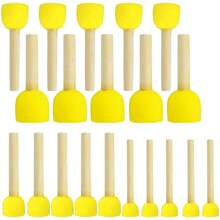 20 Stücke/Set runde Schwammvpinsel mit 4 Größen, Holzgriff, Einweg-DIY-Stempel-, Graffitikunst- und Malerpinsel, Schwammpinsel, pilzförmige Schwammstempel, Malmaterial-Set, Schulbedarf, Schulanfang