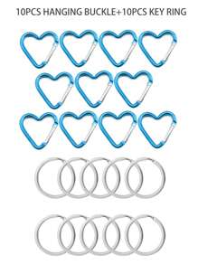 10 pièces/20 pièces Porte-clés pince en forme de cœur en alliage d'aluminium, clips pression en forme de cœur avec anneau porte-clés pour usage extérieur, voyage, promenade, hamac, laisse pour chien, porte-bouteille d'eau, fournitures, rose
