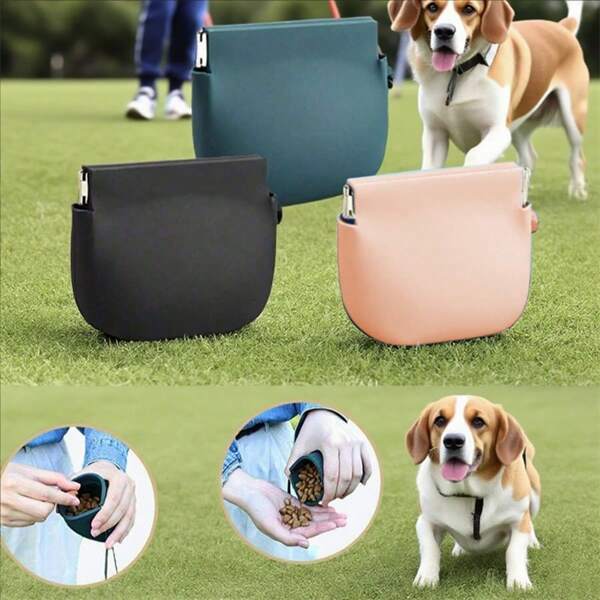 1 peça de bolsa de silicone para treinamento de cães com clipe, bolsa portátil para lanches de animais de estimação para viagem, bolsa para petiscos de cães, bolsa para passear com cães