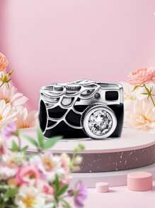 1 pieza de Elegante Charm de cámara de plata de ley 925 apto para hacer pulseras, brazaletes y joyería fina DIY para mujeres