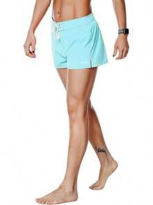 Rocorose Women's Board Shorts Quick Dry Elastic Waist Swim Shorts Surf Swimwear With Pocket And Liner - Blue - View 3