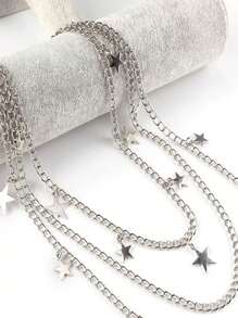 1 Stück Punk-Stil minimalistischer, vielseitiger Pentagramm-Anhänger mit Quaste, Mehrschicht-Taillenkette/Hosenträger, geeignet für den täglichen Gebrauch von Männern und als Streetstyle-Accessoire