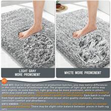 Yimobra Bathroom Rugs Non Slip Washable 24x17, Ultra Soft And Water Absorbent Bath Mats, Plush Fluffy Shower Mat Outside, Microfiber Thick Matts For Bathroom Floor/Sink, Light Gray And White