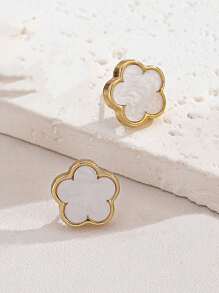 1 Pair Minimalist Cute Clover Design Women Stud Earrings, Gift For Dating