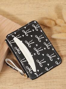 粉色蝴蝶结爱心图案拉链小钱包零钱包小钱包双折超薄女士钱包迷你薄、轻便、多层便携、身份证、信用卡简约、时尚、现代、商务、周年纪念、生日礼物、礼物、女孩、女士、女性、学校宿舍和返校用书包 - 黑色 - 查看 3