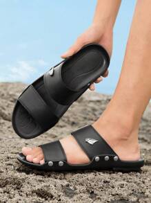 Chinelos masculinos de moda de verão - , Sola antiderrapante, Conforto durante todo o dia, Material de PU, Ideal para o dia a dia, trabalho, praia, férias, presente perfeito para feriados! Sandálias, Sandálias de enfiar, Chinelos de praia de bico aberto de verão