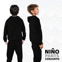 Conjunto de Pants para Niño 2 Piezas Sudadera y Pantalon Deportivo Bonitos Diseños Bordados Outfit Cómodo para Niños Modelos de Temporada - Negro - Ver 4