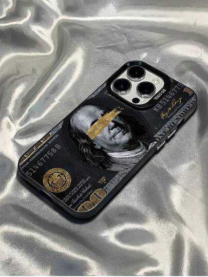 1pc Black Eye Money Pattern TPU Shockproof Phone Case Compatible With IPhone 16 15 14 13 12 11 Pro Max And Series Waterproof Anti-Fall Scratch Resistant