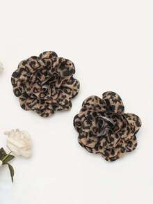 时尚豹纹女鞋装饰，适合高跟鞋和平底鞋作为精致装饰，复古气质面料多层豹纹花朵，带鞋夹，适合各种鞋子装饰，气质装饰