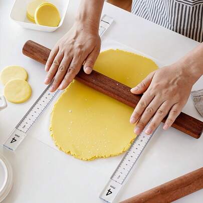 2pcs/Set Acrylic Cookie Thickness Ruler, 3/4/5mm Thickness, Buttercream Frosting Baking Peeler, Fondant Cake Dough Flattening Tool, Baking Tool, Clay Pottery DIY Leveling Tool, Suitable For Valentine's Day, Mother's Day, Halloween, Easter, Thanksgiving, Christmas And Other Holidays