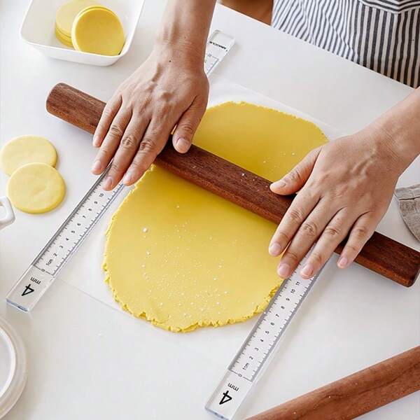 2pcs/Set Acrylic Cookie Thickness Ruler, 3/4/5mm Thickness, Buttercream Frosting Baking Peeler, Fondant Cake Dough Flattening Tool, Baking Tool, Clay Pottery DIY Leveling Tool, Suitable For Valentine's Day, Mother's Day, Halloween, Easter, Thanksgiving, Christmas And Other Holidays