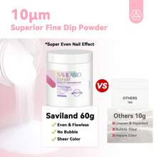 SAVILAND Saviland - Set di polvere per unghie a immersione, capacità 60 g, trasparente, set di base per polvere per unghie a immersione, colore in polvere per immersione con 3 pezzi di polvere liquida per immersione, kit di strumenti per unghie a immersione per salone di manicure