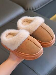 Children's Slippers, Fashion Minimalist 2025 New Style, Small/Medium/Large Boys/Girls Kids Toddler Indoor Home Fluffy Slip-On Soft Bottom Comfortable Floor Slippers, Warm For Autumn/Winter