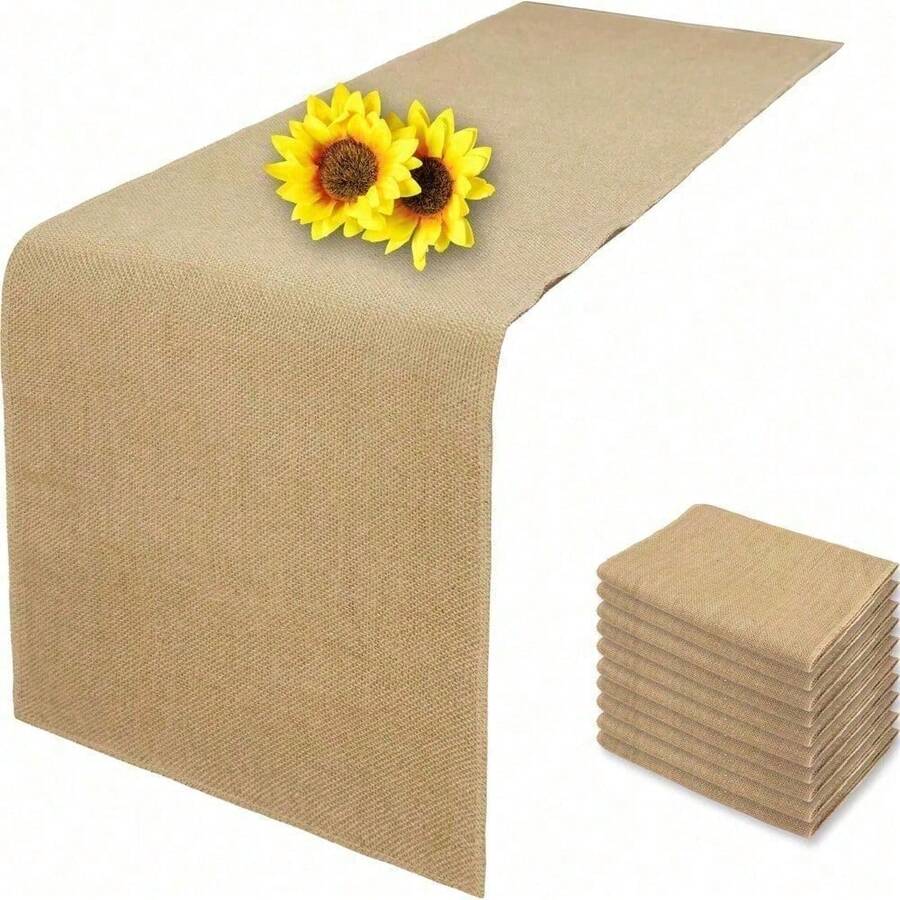 6 Pack Natural Burlap Table Runners,12 X 72 Inch Rustic Jute Table Runner And Placemats Bulk For Western Wedding Table Decorations,Farmhouse Style Party,Holiday,Kitchen Coffee Table Decor Cover - 10 包 12x36 英寸 - 查看 1