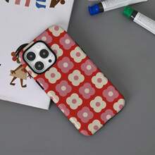 Funda para teléfono (1 unidad) con diseño floral rojo, película protectora dos en uno. Resistente y amortiguadora de golpes. Compatible con los modelos 16, 15, 14, 13, 12, 11, Plus, Pro, Birthday Friends y FLEHYMSHK. - Colores mixtos 1 - Ver 4