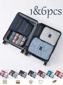 1 Set mit 6 Stück Packtaschen für Reisen, Organizer Taschen mit großer Kapazität - beinhaltet Make-up Tasche, Kulturbeutel, Kleidersack, geeignet zum Verstauen von Kleidung, Schuhen, Kosmetik, Elektronik, Accessoires, ideal für Reisen, Urlaub, Geschäftsreisen, Heimorganisation, Abschlussgeschenk für Schule, Schul-Zubehör, Schulsachen